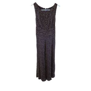 Adrianna Papell Women Silk Polkadot Midi Dress 8 Brown Sleeveless Silk Lined